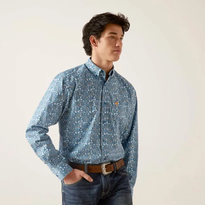 Button Down Shirts Men Ariat Gentry Classic Fit Shirt Sky Blue