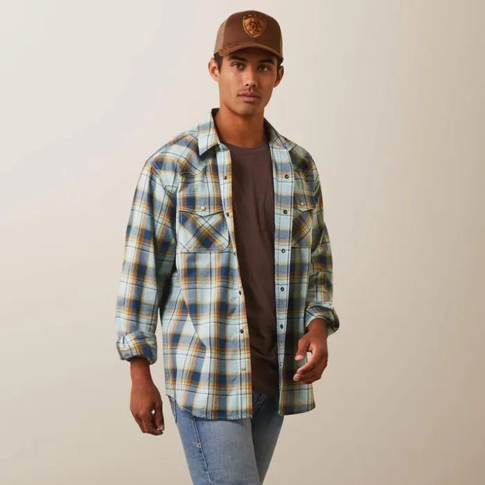 Button Down Shirts Men Ariat Habney Retro Fit Shirt Aquatic