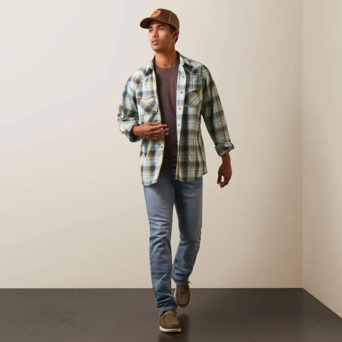 Button Down Shirts Men Ariat Habney Retro Fit Shirt Aquatic