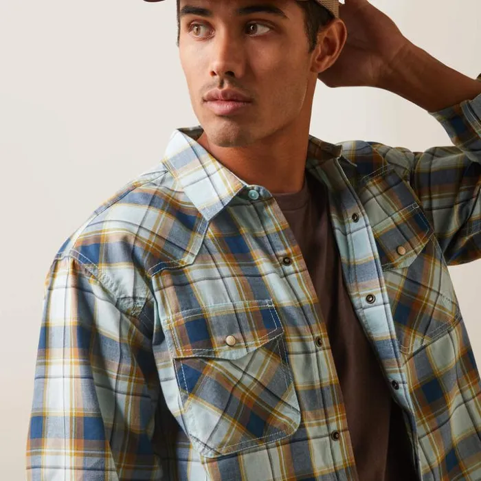 Button Down Shirts Men Ariat Habney Retro Fit Shirt Aquatic