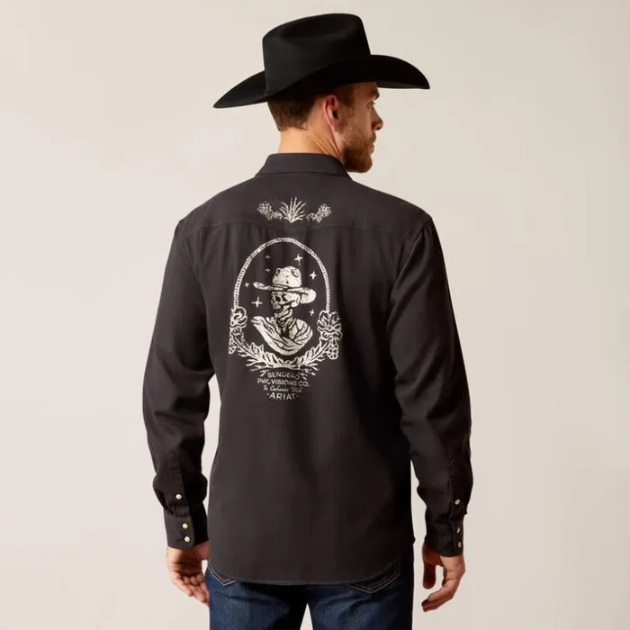 Button Down Shirts Men Ariat Sendero Skull Retro Fit Shirt Phantom Button Down Shirts Men Ariat Sendero Skull Retro Fit Shirt Phantom
