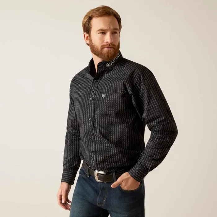 Button Down Shirts Men Ariat Team Woodson Fitted Shirt Black