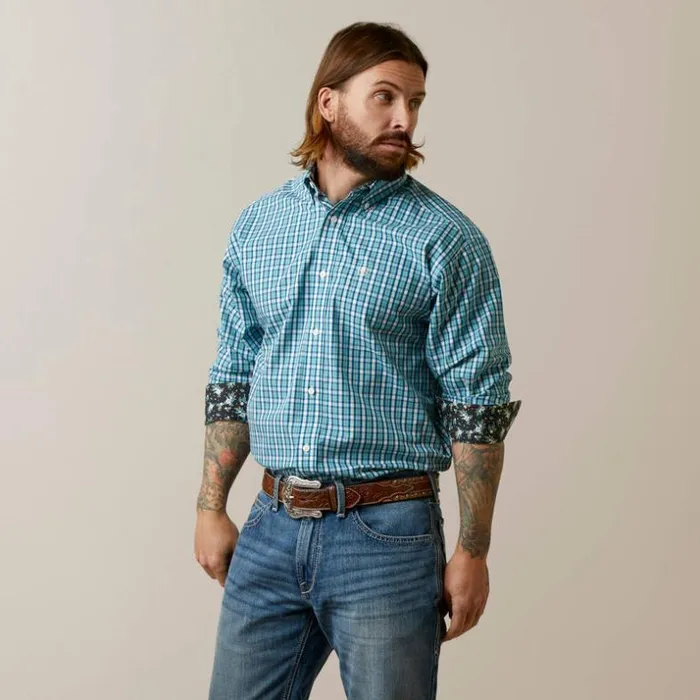 Button Down Shirts Men Ariat Wrinkle Free Cayden Classic Fit Shirt Navy