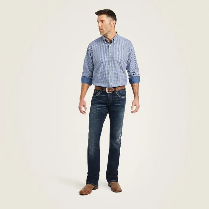 Button Down Shirts Men Ariat Wrinkle Free Ellison Classic Fit Shirt True Navy