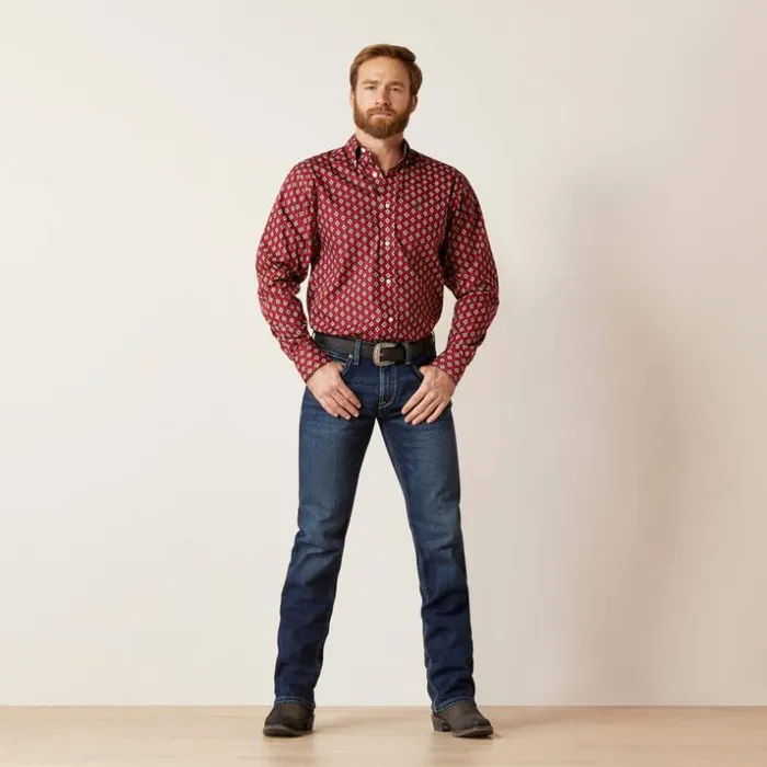 Button Down Shirts Men Ariat Wrinkle Free Kyler Fitted Shirt Biking Red Button Down Shirts Men Ariat Wrinkle Free Kyler Fitted Shirt Biking Red