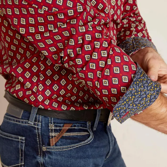 Button Down Shirts Men Ariat Wrinkle Free Kyler Fitted Shirt Biking Red Button Down Shirts Men Ariat Wrinkle Free Kyler Fitted Shirt Biking Red