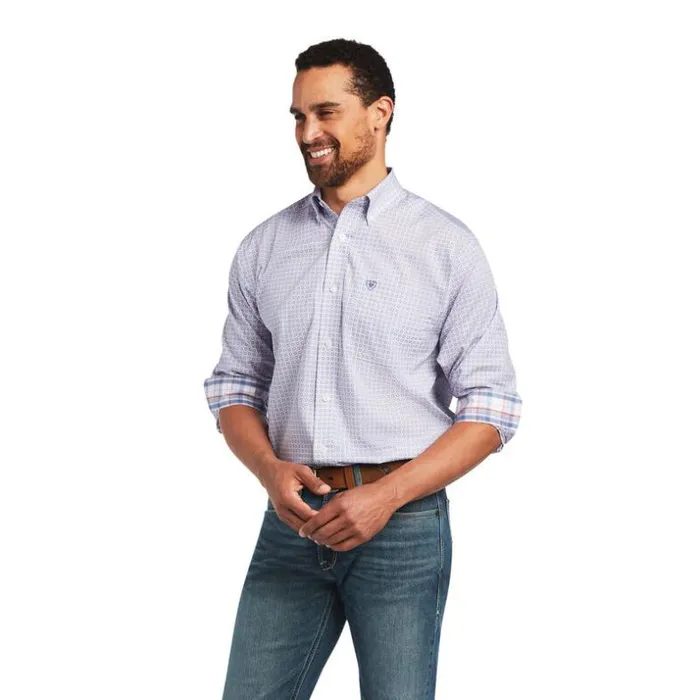 Button Down Shirts Men Ariat Wrinkle Free Novel Classic Fit Shirt White