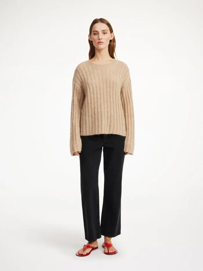 By Malene Birger Knitwear Women Cierra Ribbed Sweater Twill Beige