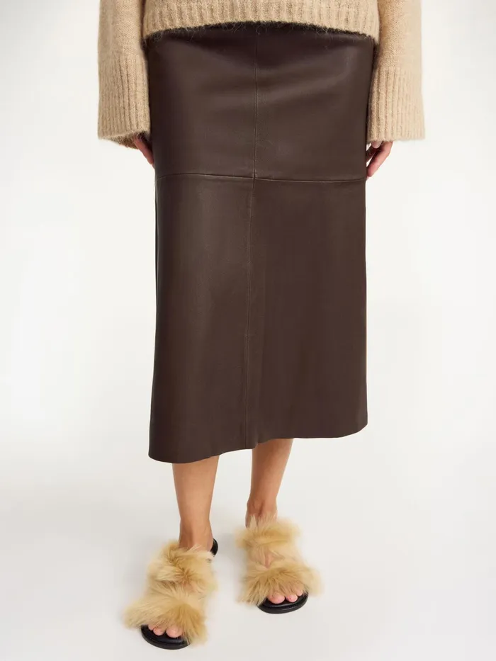 By Malene Birger Skirts Women Simoas Leather Skirt Dark Mahogany