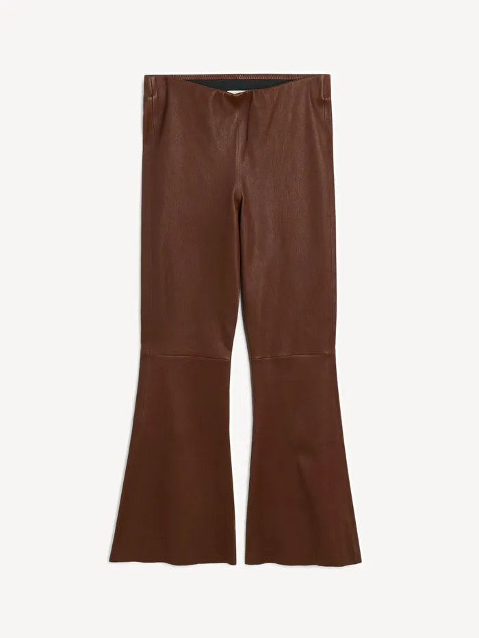 By Malene Birger Trousers Women Evyline Cropped Leather Trousers Chestnut