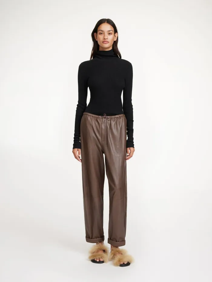 By Malene Birger Trousers Women Joanni Leather Trousers Warm Brown