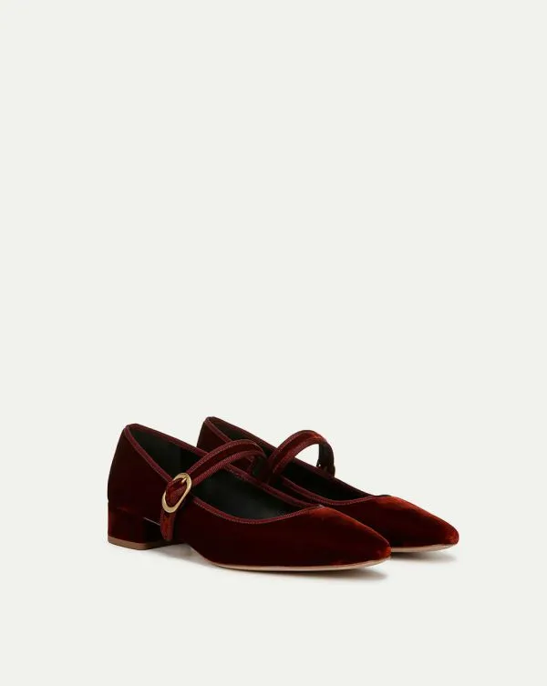 Cade Velvet Mary Jane Ballet Pump Red Women Veronica Beard Shoes Cade Velvet Mary Jane Ballet Pump Red Women Veronica Beard Shoes
