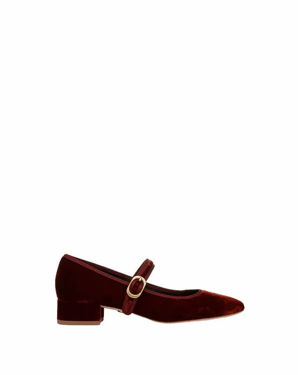 Cade Velvet Mary Jane Ballet Pump Red Women Veronica Beard Shoes Cade Velvet Mary Jane Ballet Pump Red Women Veronica Beard Shoes