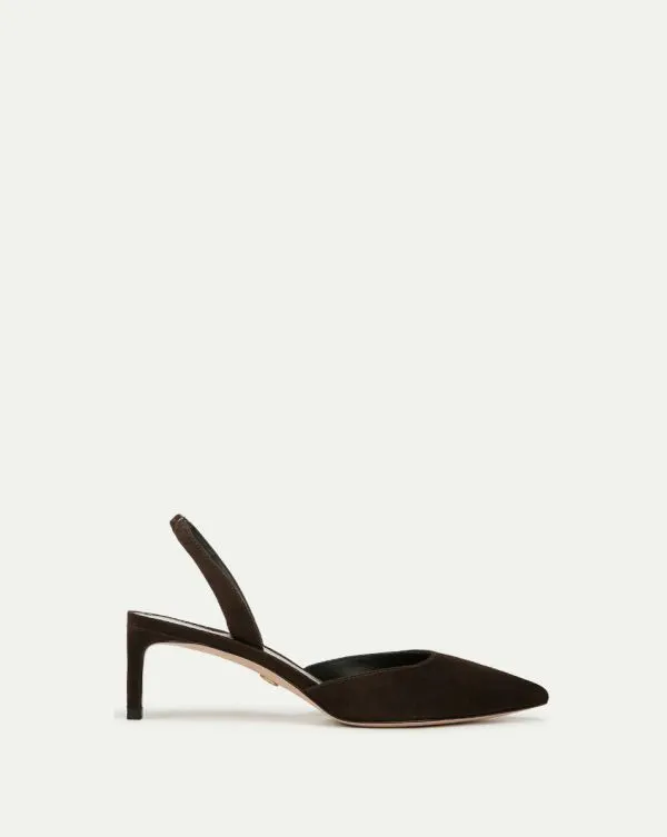 Caroline Suede Slingback Pump Espresso Women Veronica Beard Shoes