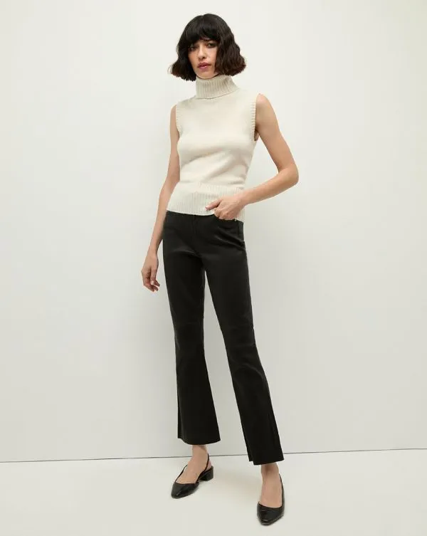 Carson Leather KickFlare Pant Black Women Veronica Beard Jeans