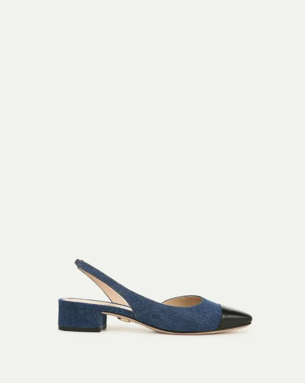 Cecile Denim CapToe Slingback Indigoandblack Women Veronica Beard Shoes