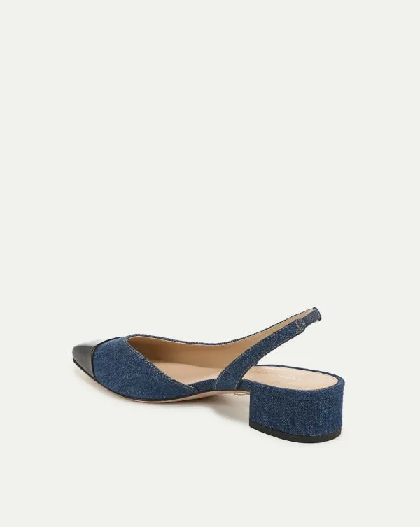 Cecile Denim CapToe Slingback Indigoandblack Women Veronica Beard Shoes Cecile Denim CapToe Slingback Indigoandblack Women Veronica Beard Shoes