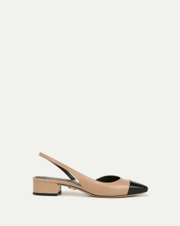 Cecile Leather CapToe Slingback Bisqueandblack Women Veronica Beard Shoes