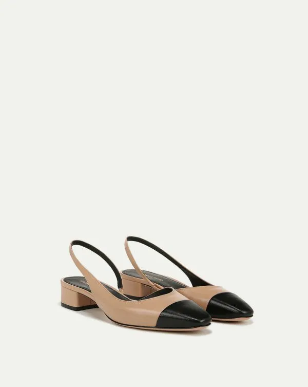 Cecile Leather CapToe Slingback Bisqueandblack Women Veronica Beard Shoes Cecile Leather CapToe Slingback Bisqueandblack Women Veronica Beard Shoes