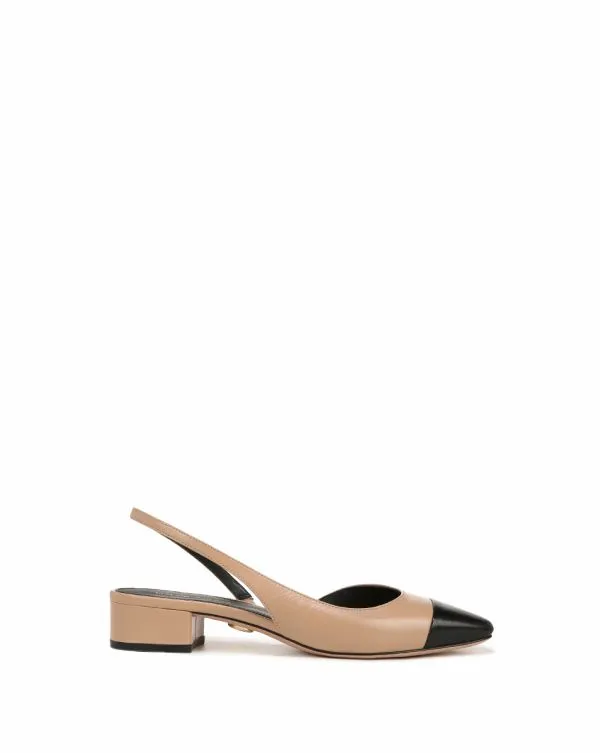 Cecile Leather CapToe Slingback Bisqueandblack Women Veronica Beard Shoes Cecile Leather CapToe Slingback Bisqueandblack Women Veronica Beard Shoes
