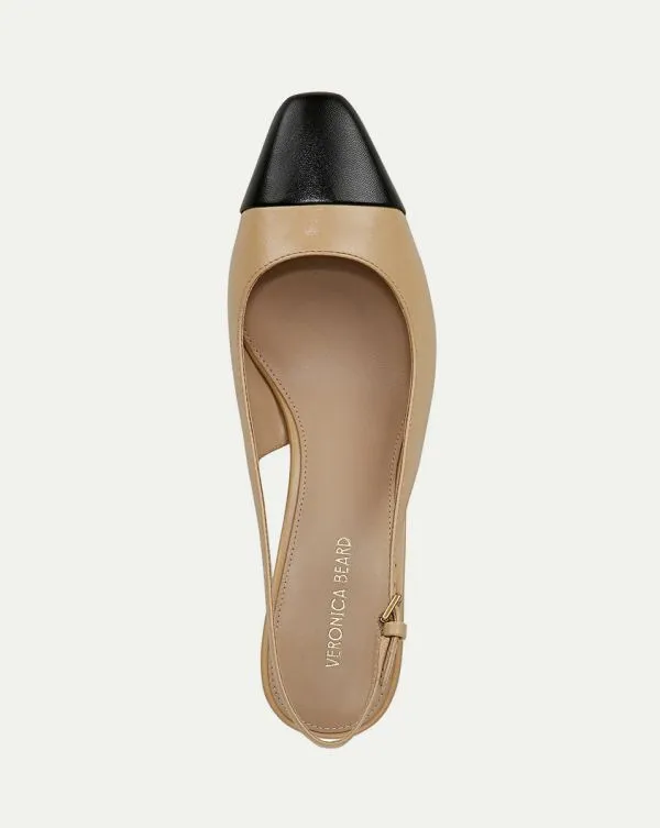 Cecile Leather CapToe Slingback Pump Naturalandblack Women Veronica Beard Shoes Cecile Leather CapToe Slingback Pump Naturalandblack Women Veronica Beard Shoes