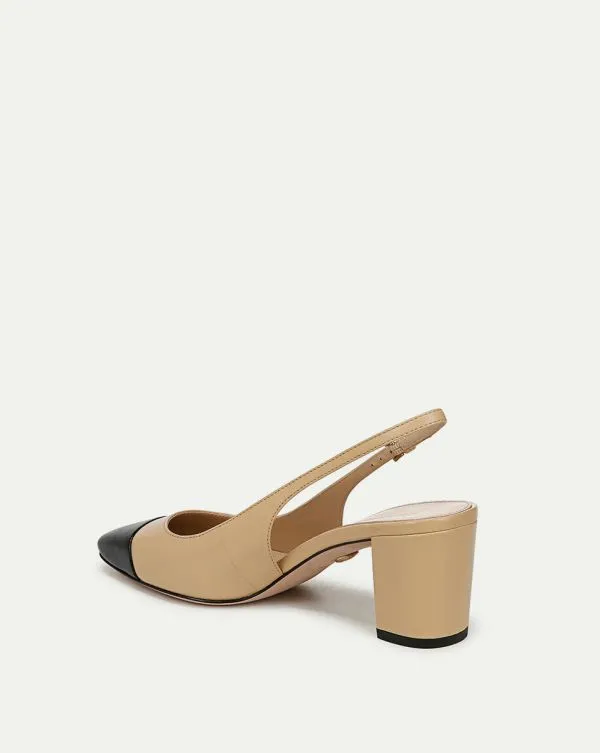 Cecile Leather CapToe Slingback Pump Naturalandblack Women Veronica Beard Shoes Cecile Leather CapToe Slingback Pump Naturalandblack Women Veronica Beard Shoes