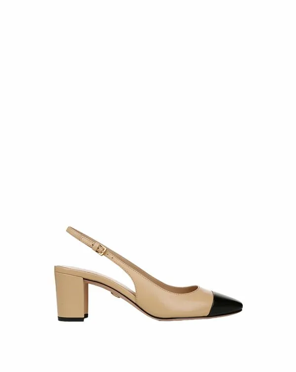 Cecile Leather CapToe Slingback Pump Naturalandblack Women Veronica Beard Shoes Cecile Leather CapToe Slingback Pump Naturalandblack Women Veronica Beard Shoes