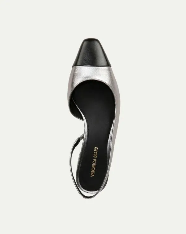 Cecile Leather CapToe Slingback Silverandblack Women Veronica Beard Shoes Cecile Leather CapToe Slingback Silverandblack Women Veronica Beard Shoes