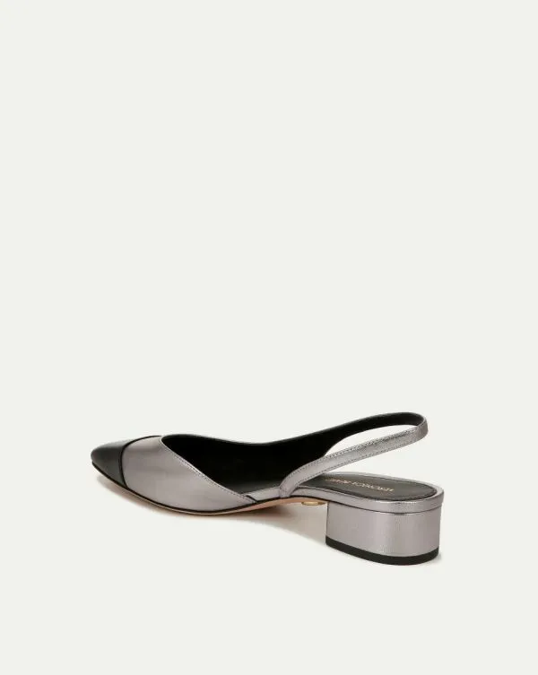 Cecile Leather CapToe Slingback Silverandblack Women Veronica Beard Shoes Cecile Leather CapToe Slingback Silverandblack Women Veronica Beard Shoes