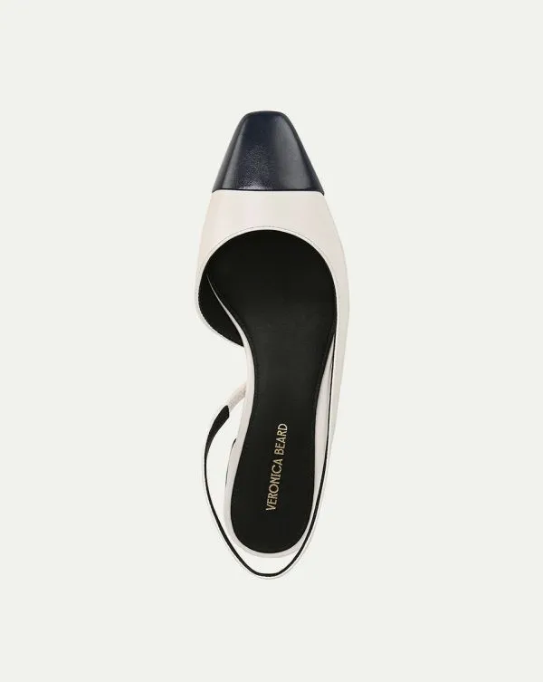Cecile Leather CapToe Slingback Whiteandnavy Women Veronica Beard Shoes Cecile Leather CapToe Slingback Whiteandnavy Women Veronica Beard Shoes
