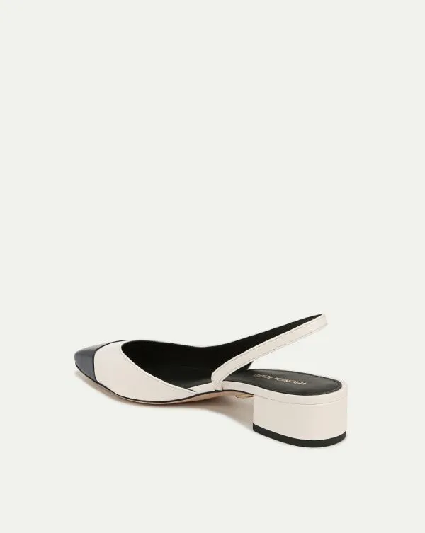 Cecile Leather CapToe Slingback Whiteandnavy Women Veronica Beard Shoes Cecile Leather CapToe Slingback Whiteandnavy Women Veronica Beard Shoes