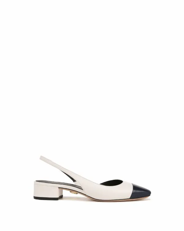 Cecile Leather CapToe Slingback Whiteandnavy Women Veronica Beard Shoes Cecile Leather CapToe Slingback Whiteandnavy Women Veronica Beard Shoes
