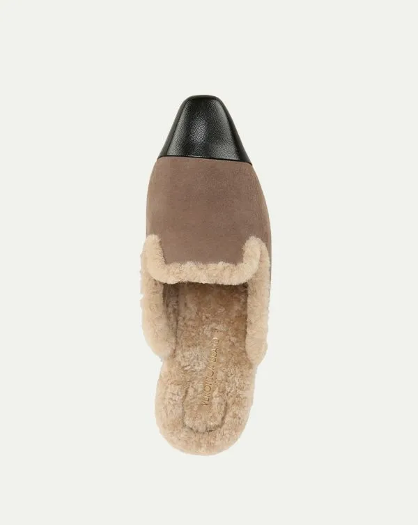 Cecile Shearling Mule Taupe Women Veronica Beard Shoes