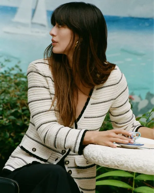 Ceriani Knit Jacket Offwhiteandblack Women Veronica Beard Jackets and Outerwear Ceriani Knit Jacket Offwhiteandblack Women Veronica Beard Jackets and Outerwear