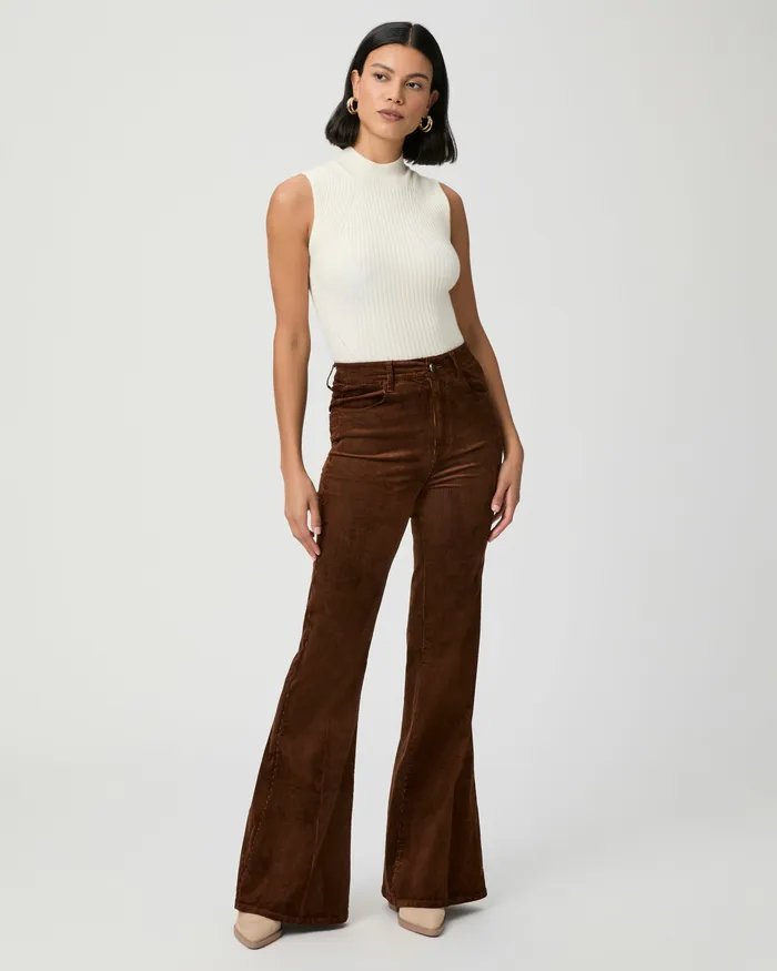 Charlie Flare Pant 8211 Maple Brown Corduroy Women Pants PAIGE