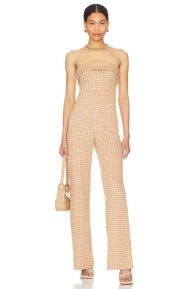 Chelsea Jumpsuit Brown and White Women Lovers and Friends Jumpsuits