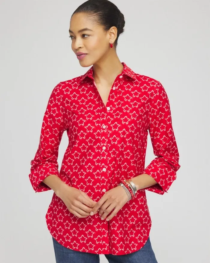 Chico039s Blouses and Shirts No Iron Stretch Stars Shirt Madeira Red 8211 Clothing Chico039s Blouses and Shirts No Iron Stretch Stars Shirt Madeira Red 8211 Clothing