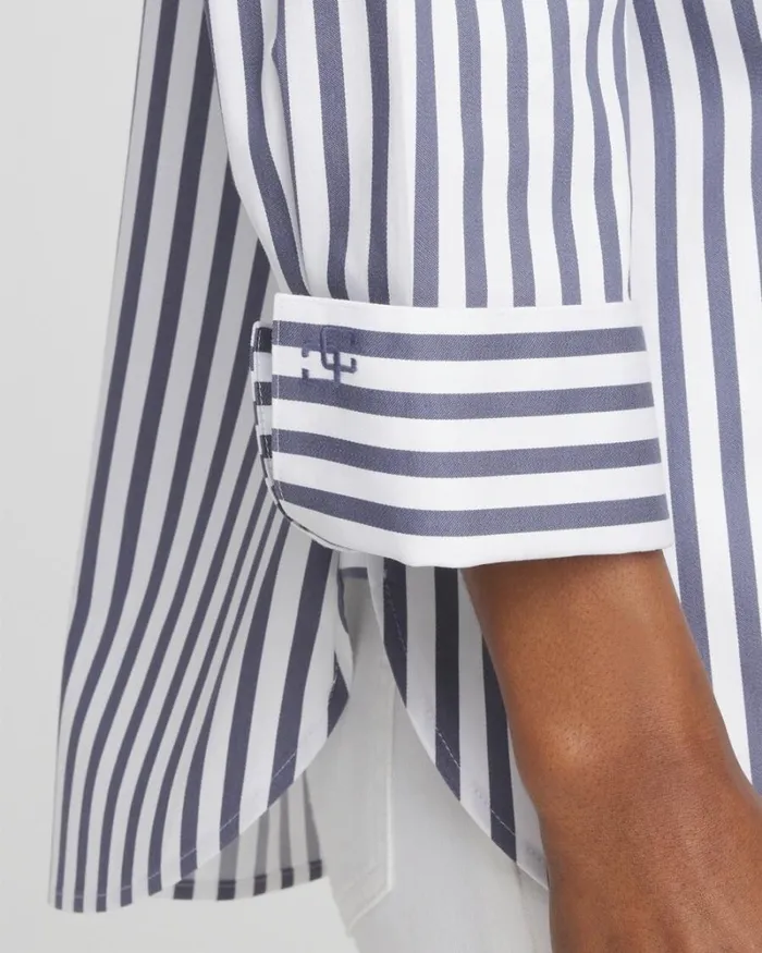 Chico039s Blouses and Shirts No Iron Stretch Stripe Shirt Soft Slate 8211 Clothing Chico039s Blouses and Shirts No Iron Stretch Stripe Shirt Soft Slate 8211 Clothing