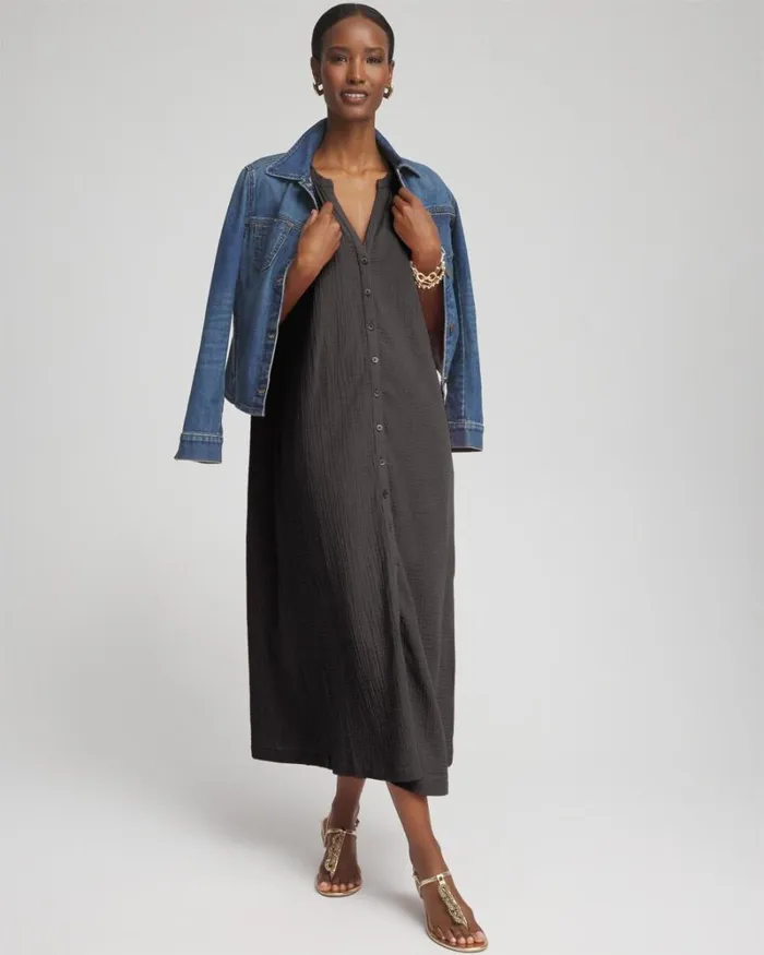 Chico039s Dresses Gauze Shirt Dress Watermelon Punch 8211 Clothing