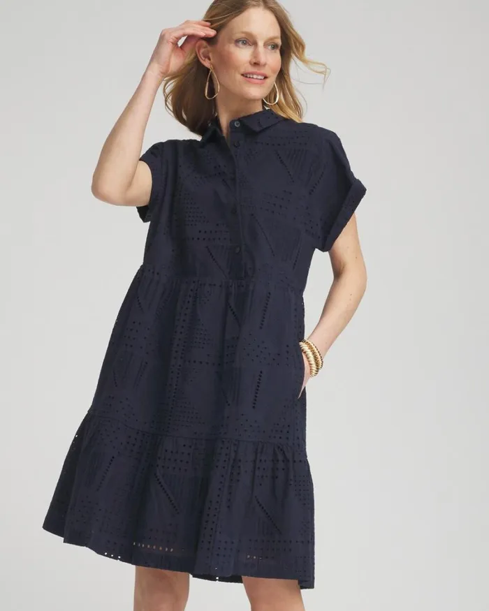 Chico039s Dresses Poplin Diagonal Button Front Dress Classic Navy 8211 Clothing Chico039s Dresses Poplin Diagonal Button Front Dress Classic Navy 8211 Clothing