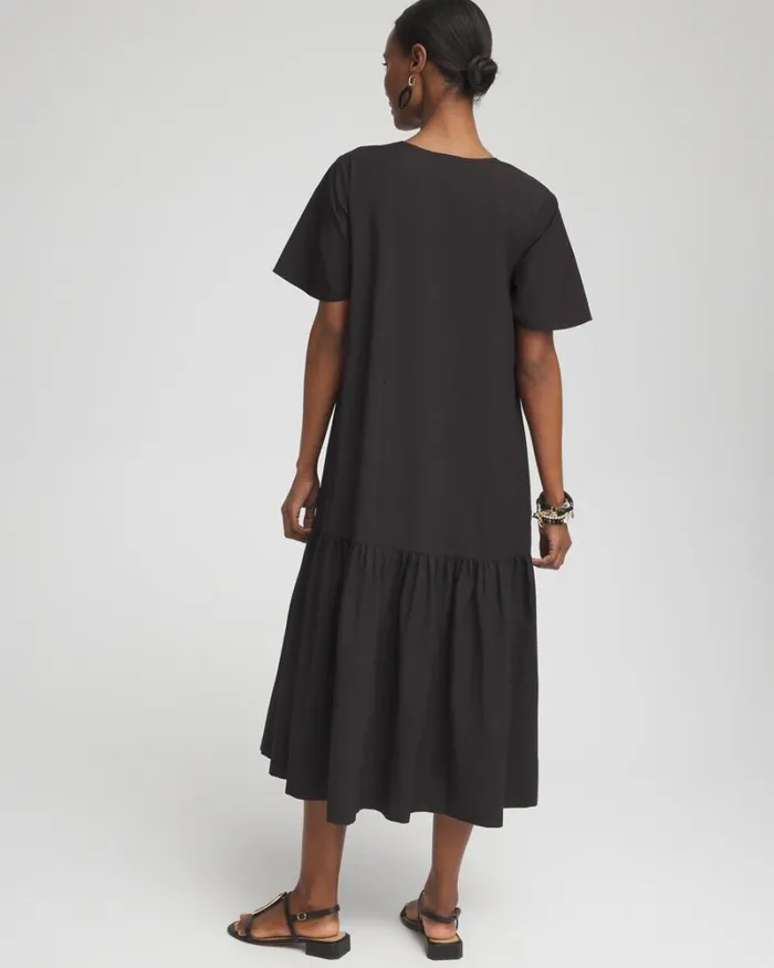 Chico039s Dresses Poplin Embellished Dress Black 8211 Clothing
