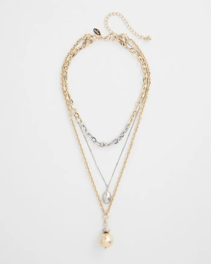 Chico039s Everyday Jewelry Convertible Mixed Metal Necklace Mixed Metals 8211 Shoes and Accessories