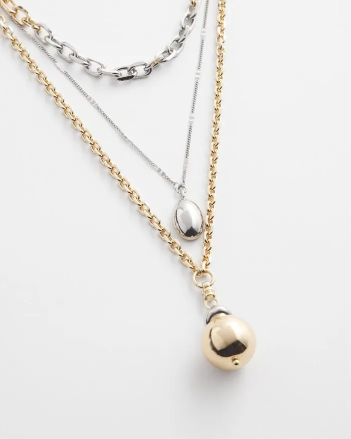 Chico039s Everyday Jewelry Convertible Mixed Metal Necklace Mixed Metals 8211 Shoes and Accessories Chico039s Everyday Jewelry Convertible Mixed Metal Necklace Mixed Metals 8211 Shoes and Accessories