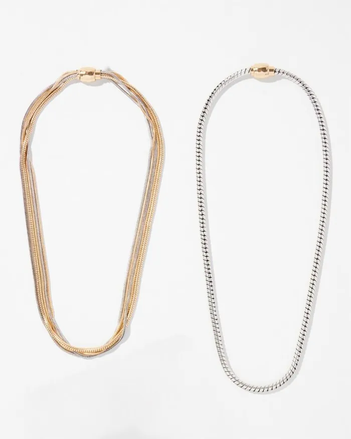 Chico039s Everyday Jewelry MagneticMix Mixed Metal Necklace Mixed Metals 8211 Shoes and Accessories