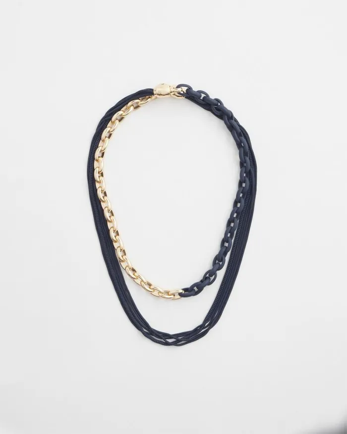 Chico039s Everyday Jewelry MagneticMix Navy Multistrand Necklace Navy 8211 Shoes and Accessories