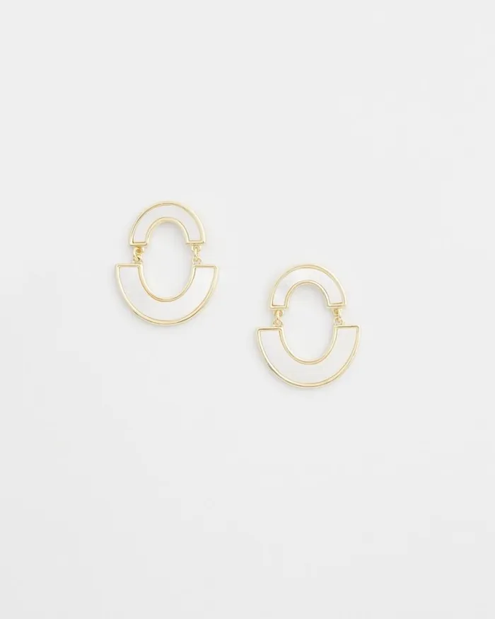 Chico039s Everyday Jewelry Mother Of Pearl Drop Earrings Gold 8211 Shoes and Accessories