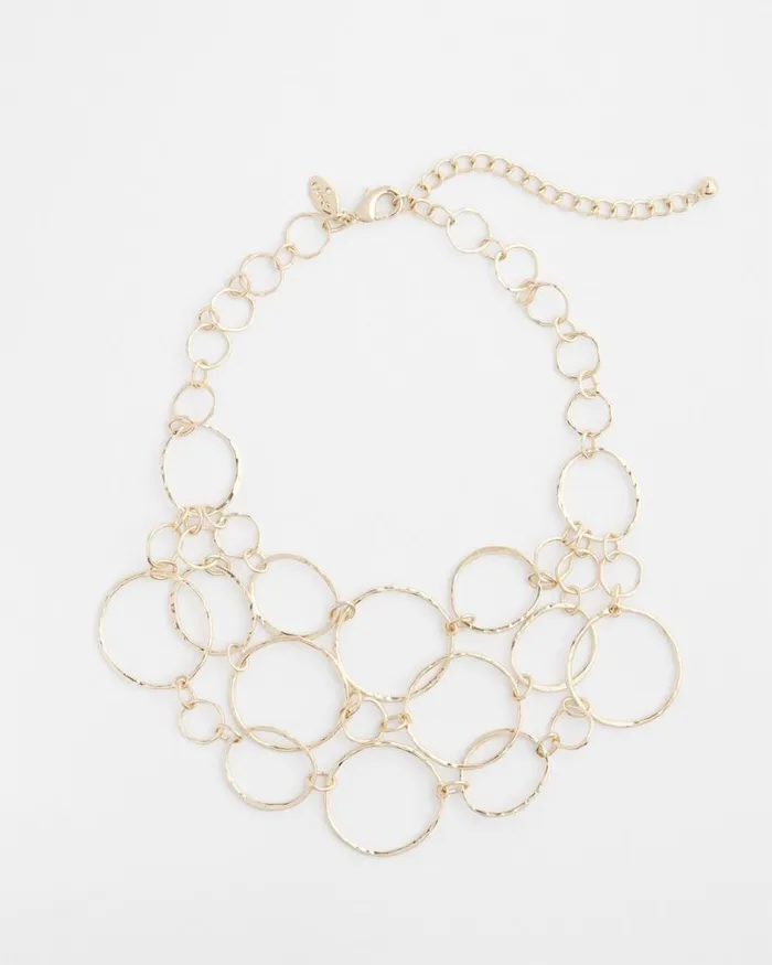 Chico039s Everyday Jewelry Short Goldtone MultiStrand Link Necklace Gold 8211 Shoes and Accessories