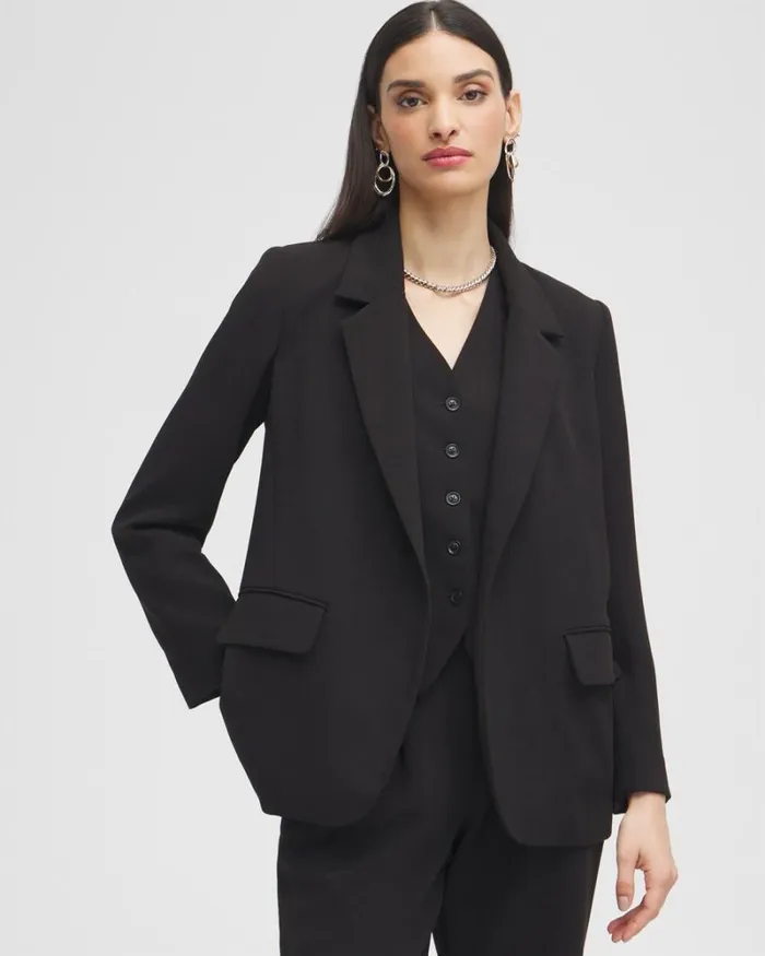 Chico039s Jackets and Coats Black Label Boyfriend Blazer Black 8211 Clothing