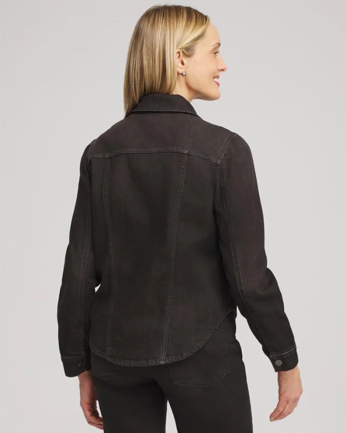 Chico039s Jackets and Coats Cropped Shirttail Denim Jacket Black Oak Wash 8211 Clothing Chico039s Jackets and Coats Cropped Shirttail Denim Jacket Black Oak Wash 8211 Clothing
