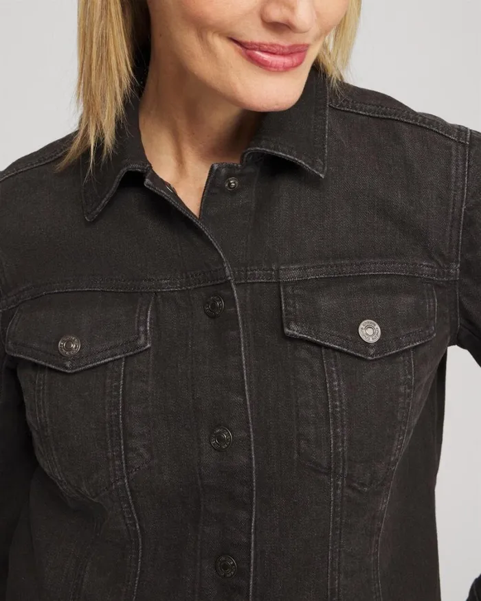 Chico039s Jackets and Coats Cropped Shirttail Denim Jacket Black Oak Wash 8211 Clothing Chico039s Jackets and Coats Cropped Shirttail Denim Jacket Black Oak Wash 8211 Clothing